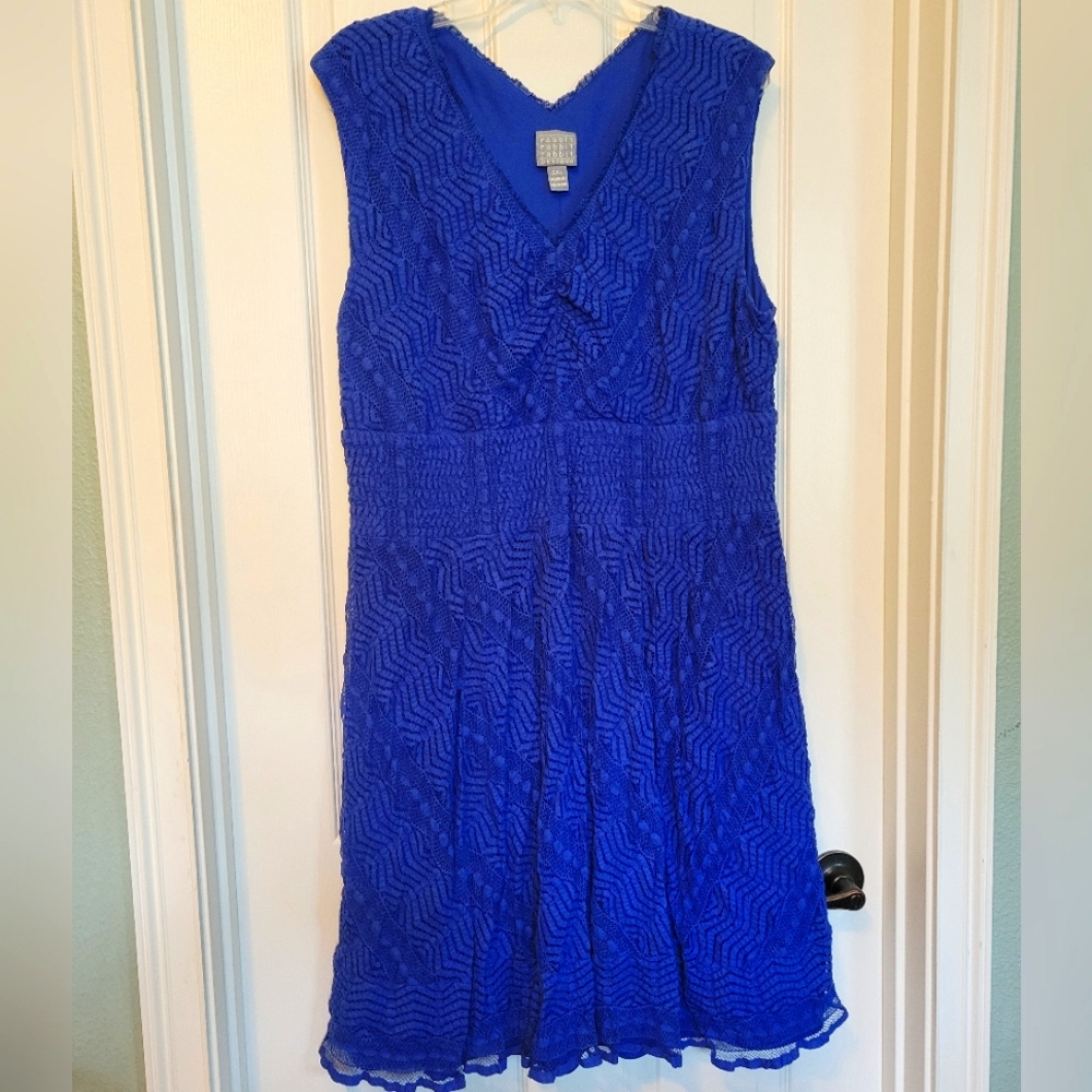 Rabbit Rabbit Rabbit Designs Cobalt Blue Lace Dress XXL